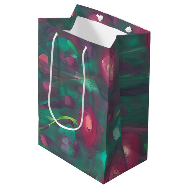 Abstract muted red roses  medium gift bag (Front Angled)