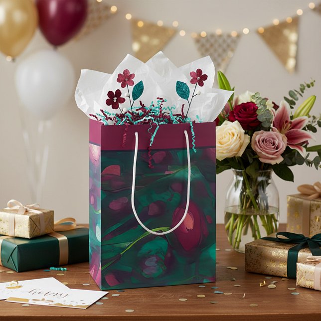 Abstract muted red roses  medium gift bag (Creator Uploaded)