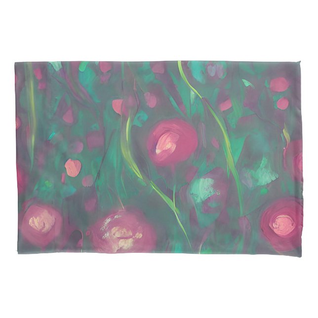 Abstract muted red roses  pillow case (Front)