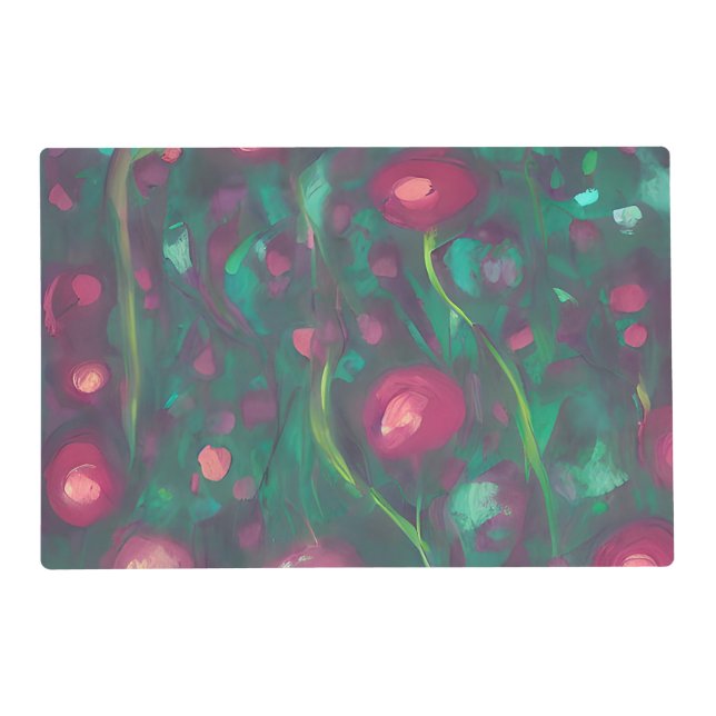 Abstract muted red roses placemat (Front)