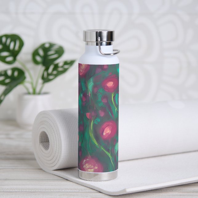 Abstract muted red roses  water bottle (Yoga)