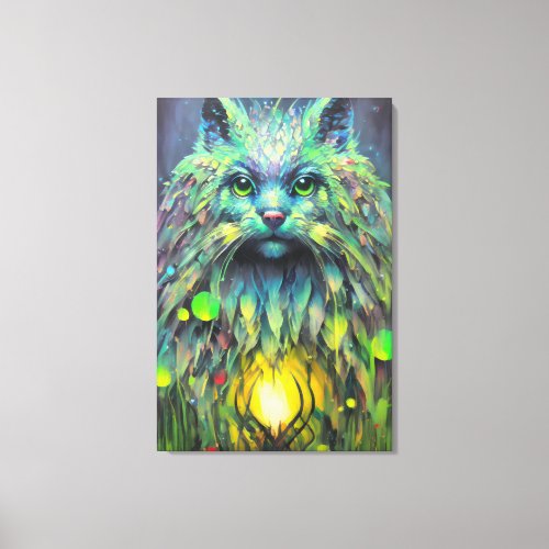 Abstract Mystical Cat Fantasy Art Canvas Print