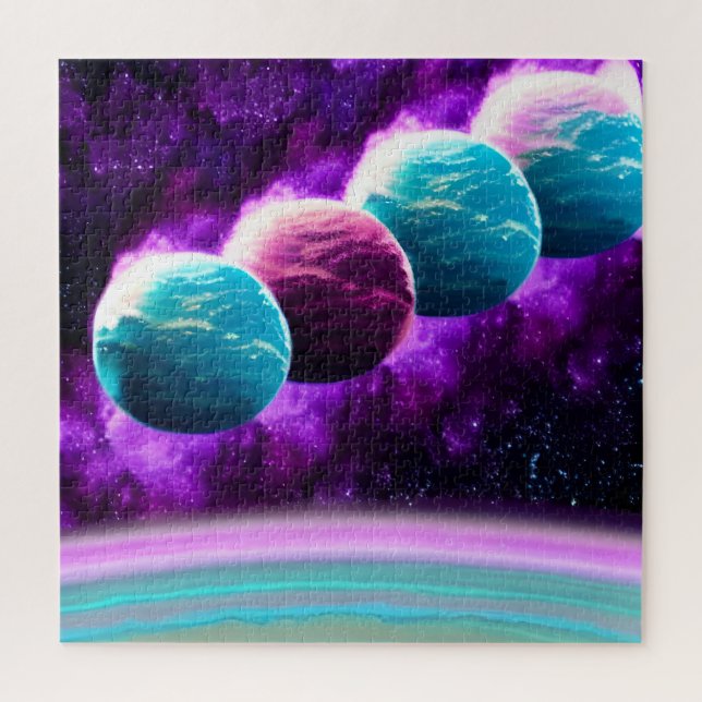 Abstract Mystical Purple and Turquoise Cosmos Jigsaw Puzzle (Vertical)