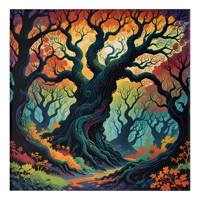 Abstract Mystical Trees Acrylic Print (Front)