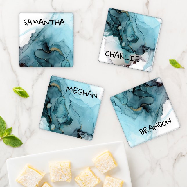 Abstract Name Custom Coasters. Coaster Set (In Situ)