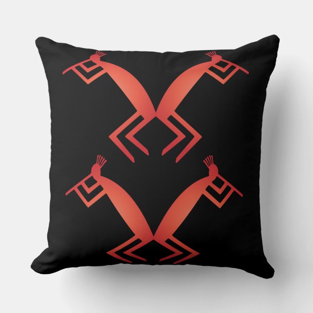 Abstract Native American Kokopelli Throw Pillow (Front)