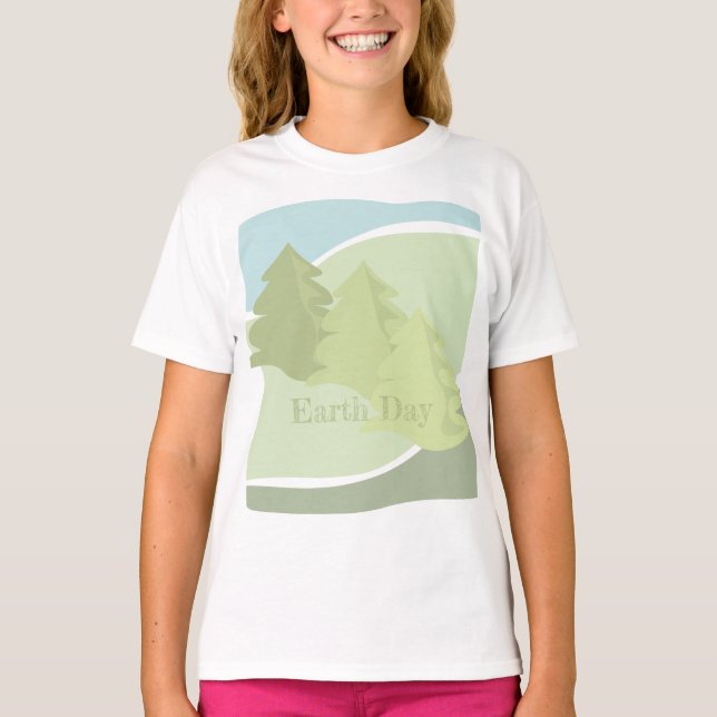Abstract natural landscape with fir trees and sky T-Shirt (Front)