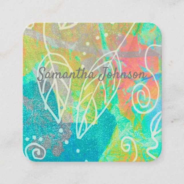 abstract nature art  double sided custom square business card (Front)