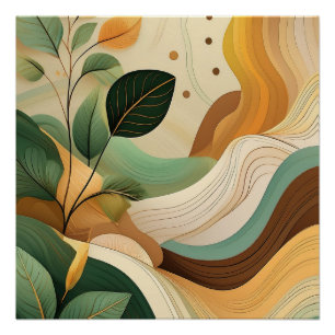 Abstract Nature Art – Organic Leaves and Flow Poster