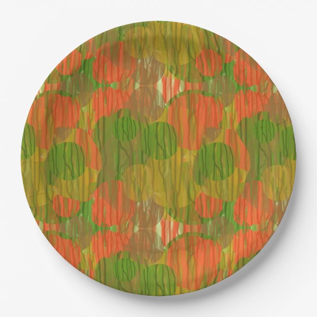 Abstract nature camouflage pattern paper plates (Front)