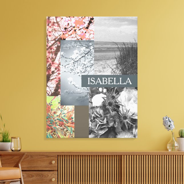 Abstract Nature in Collage Custom Name and Text  Canvas Print (Insitu(LivingRoom))