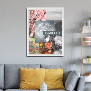 Abstract Nature in Collage Custom Name and Text  Framed Art