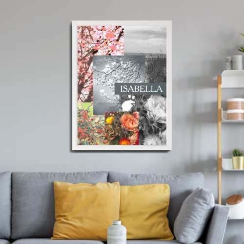 Abstract Nature in Collage Custom Name and Text  Framed Art