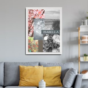 Abstract Nature in Collage Custom Name and Text  Framed Art