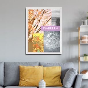 Abstract Nature in Peaces Custom Name and Text  Framed Art