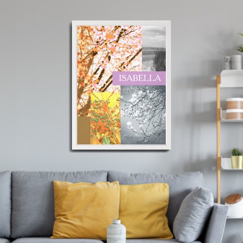 Abstract Nature in Peaces Custom Name and Text  Framed Art