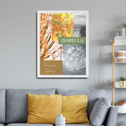 Abstract Nature in Peaces Custom Name and Text  Framed Art