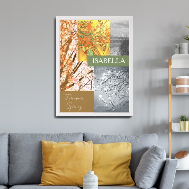 Abstract Nature in Peaces Custom Name and Text  Framed Art (Living Room 3)