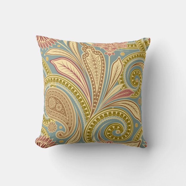 Abstract Nature Paisley Throw Pillow (Front)