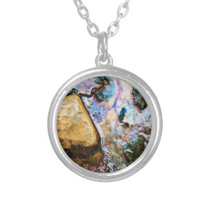 abstract nature still water silver plated necklace