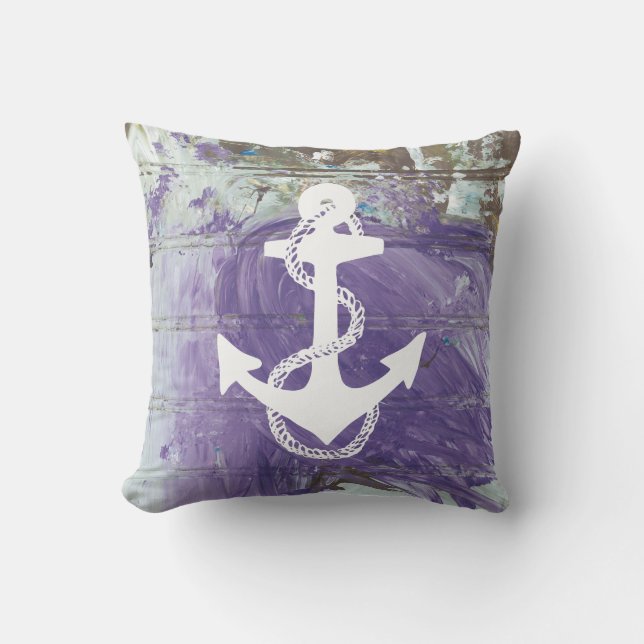 abstract nautical ANCHOR + ROPE two-sided | Outdoor Pillow (Front)