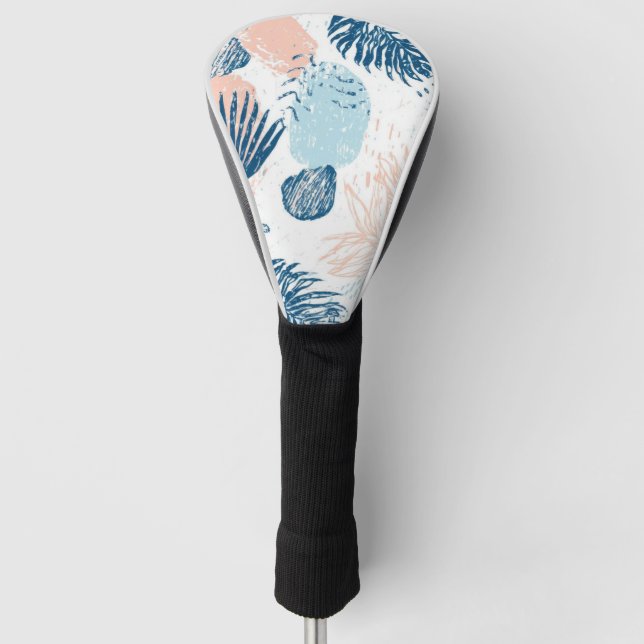 Abstract Nautical Beach Blue Peach Distressed (1) Golf Head Cover (Front)