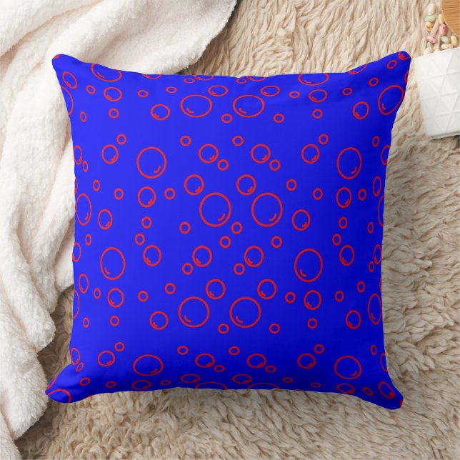 Abstract Nautical Blue, Red Aesthetic Throw Pillow (Blanket)