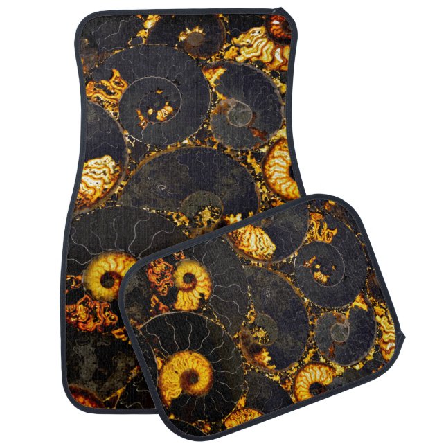 Abstract Nautilus pattern yellow gold  Car Floor Mat (Set)