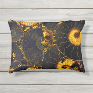 Abstract Nautilus pattern yellow gold Outdoor Pillow
