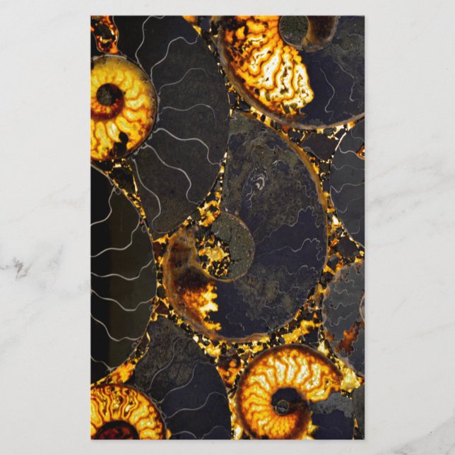 Abstract Nautilus pattern yellow gold  Stationery (Front)