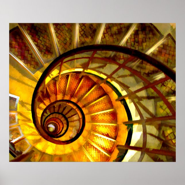 Abstract Nautilus Spiral Staircase Poster (Front)