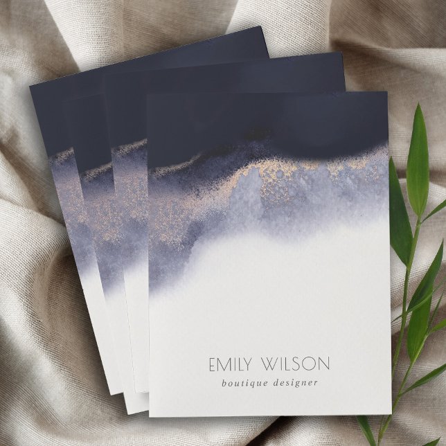 Abstract Navy Black Gold Foil Watercolor Wash Pocket Folder (Creator Uploaded)