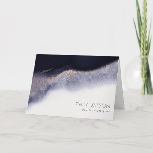 Abstract Navy Black Gold Foil Watercolor Wash Thank You Card