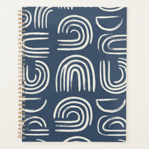 Abstract Navy Blue Abstract Arc Notebook Modern