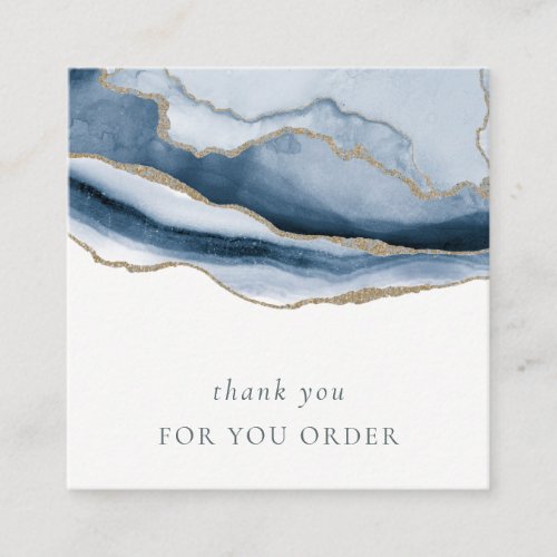 Abstract Navy Blue Agate Thank You For Your Order Square Business Card