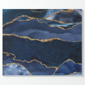 Abstract Navy Blue Agate Watercolor Wrapping Paper (Flat)