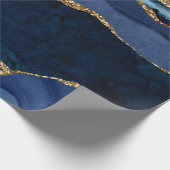 Abstract Navy Blue Agate Watercolor Wrapping Paper (Corner)