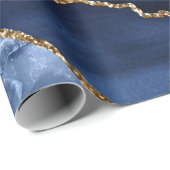 Abstract Navy Blue Agate Watercolor Wrapping Paper (Roll Corner)