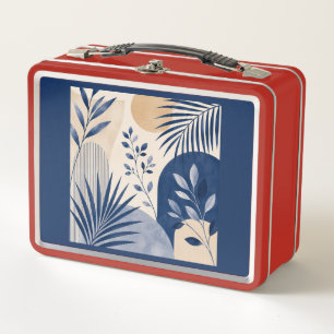 Abstract Navy Blue Boho Botanical Lunch Box