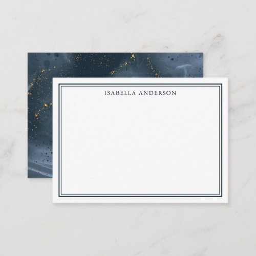 Abstract Navy Blue Gold Glitter Personalized Note Card