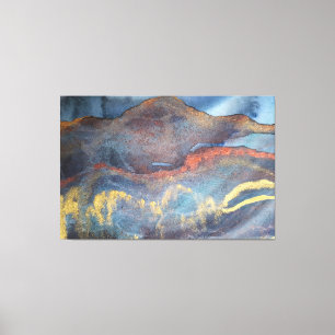 Abstract Navy Blue Gold Watercolor Elegant Modern Canvas Print