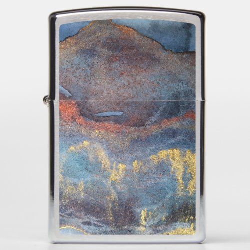  Abstract Navy Blue Gold Watercolor Elegant Modern Zippo Lighter