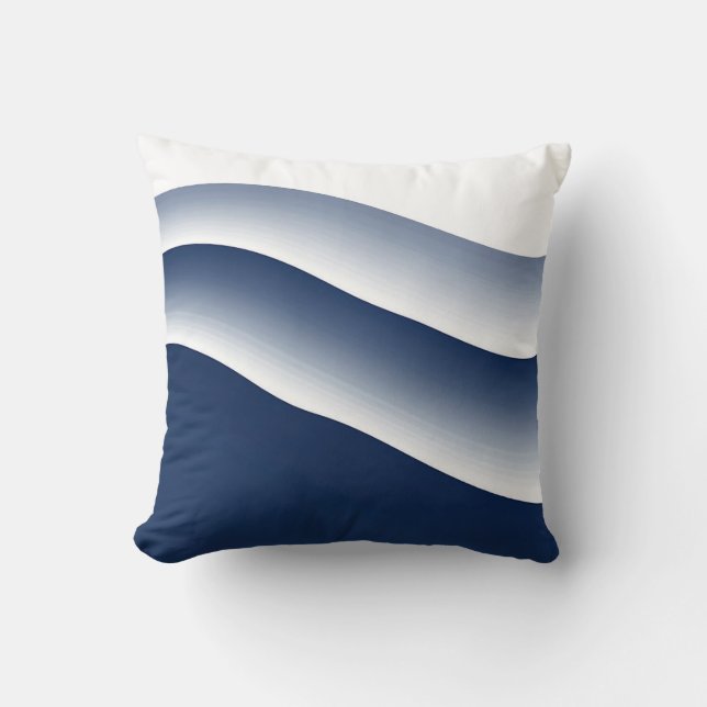 Abstract Navy Blue Ocean Waves Throw Pillow (Front)