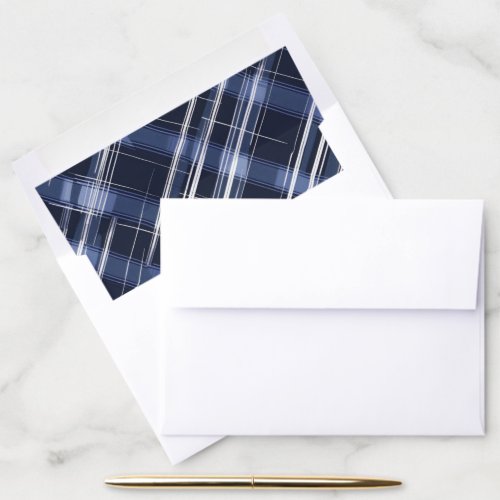 Abstract Navy Blue Plaid Checkered Pattern Envelope Liner