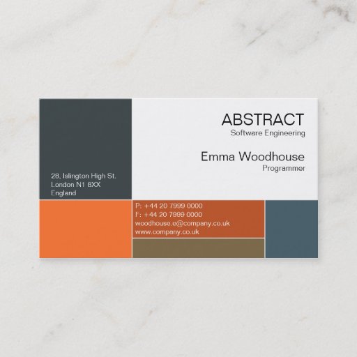 Customizable Abstract Navy Blue &amp; Rusty Orange Business Card Templates