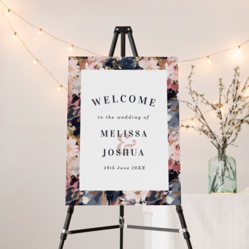 Abstract Navy  Blush Photo Wedding Welcome Foam Board