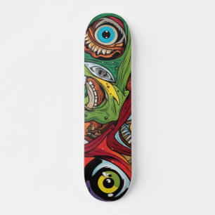 Abstract Navy Brown Illustration Skateboard