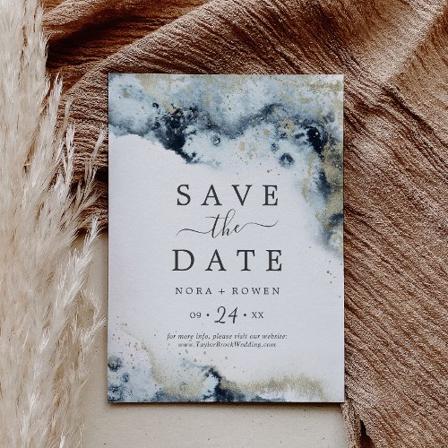 Abstract Navy Celestial Save the Date Card