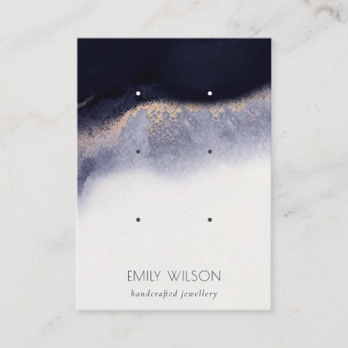 Abstract Navy Gold Watercolor 3 Earring Display Business Card