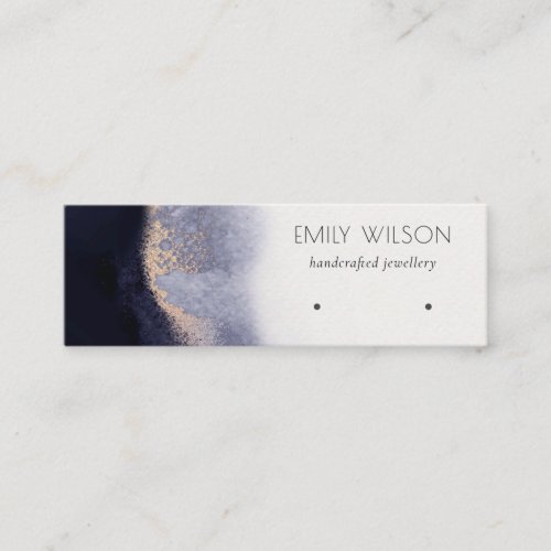 Abstract Navy Gold Watercolor Earring Display Mini Business Card
